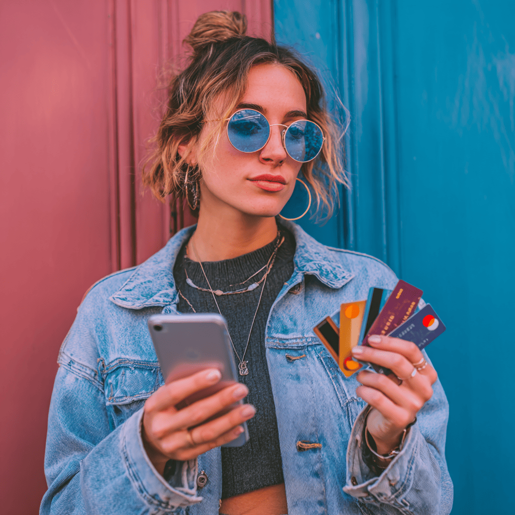 a-girl-with-credit-cards-in-her-hand-and-a-phone